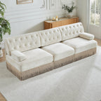 Pet-Friendly Velvet Sofa with Tassel Skirt Design.