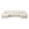 Modern beige corduroy modular sectional sofa with plush cushions, deep seating, and two comfortable chaise ends.