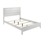 California King Bed Frame in White with Wave Texture.
