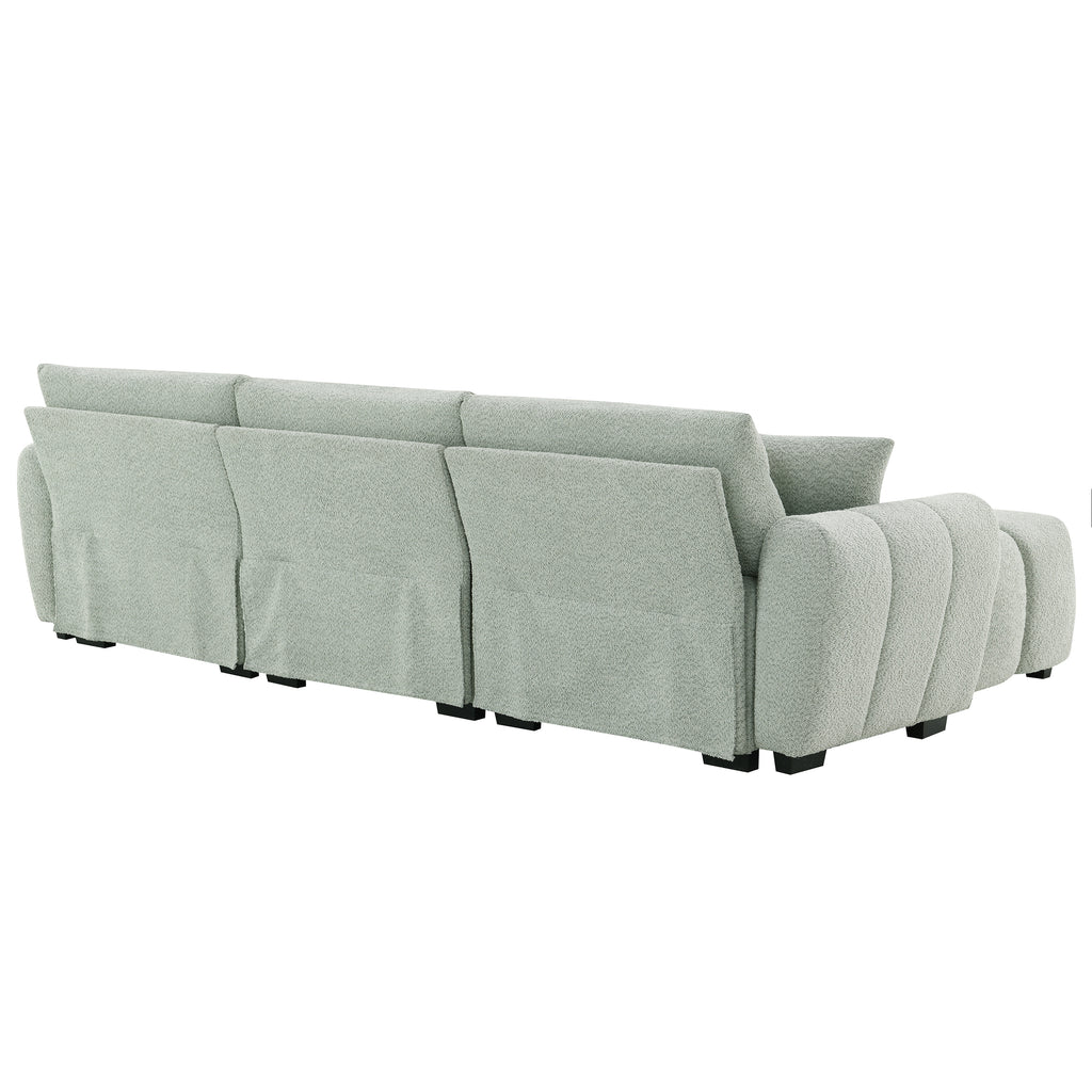 Back view of Modular Sectional Sofa with Ottoman - Versatile and Sturdy, highlighting the modular design and durable frame construction.