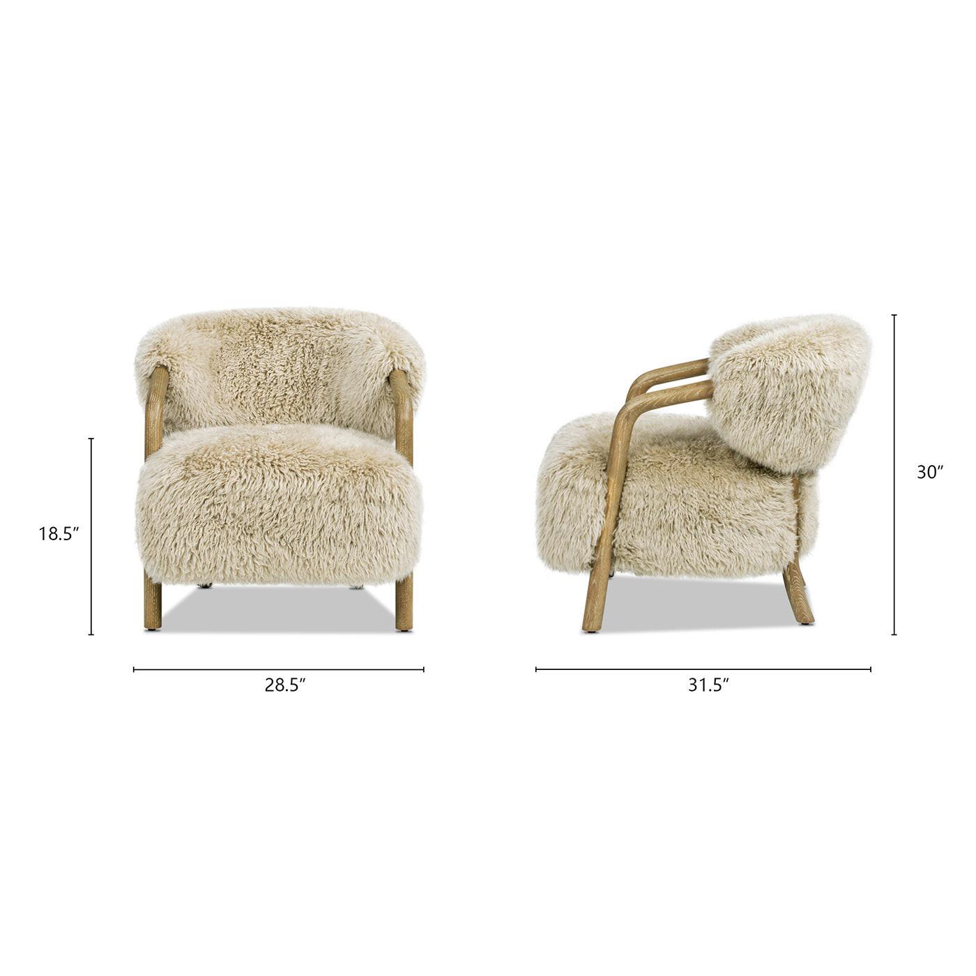 Becker 33' Sheepskin Accent Arm Chair in Taupe Beige.