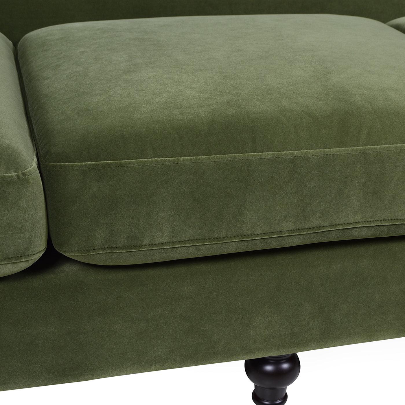 Alana Lawson Olive Green Velvet Sofa for Living Room.