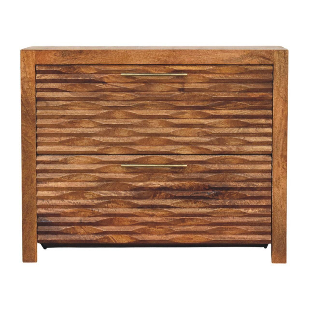 Solid Wood Amber Wavefront Cabinet for Modern Living Space.