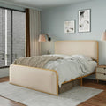 Queen Metal Bed Frame with Upholstered Headboard and Storage.