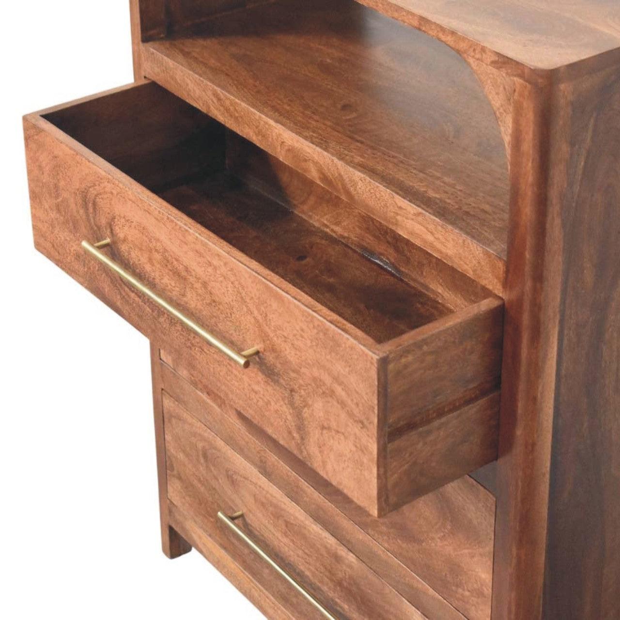 Solid Wood Arc-Line 3 Drawer Chest - Solid Wood 3 Drawer Chest.