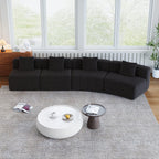 Chenille Curved Sectional Sofa with 4 Pillows.