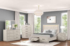 3pc King Size Bed Set with LED Nightstands - Light Grey.