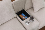 Chiara 141.5'W Beige Chenille Sectional Sofa with Chaise.