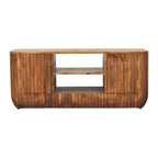 Solid Wood Media Console - Artisan Furniture with Shelves.