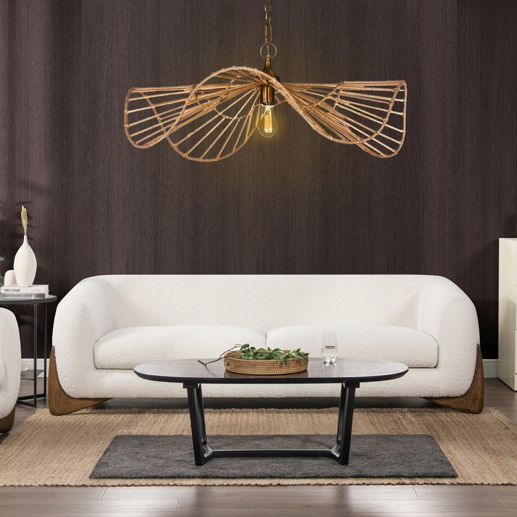 Alpine 90.5' Sherpa Sofa, Ivory White Boucle.