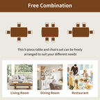 Farmhouse dining table set for 4 with flexible arrangement options for living room, dining room, or restaurant use.