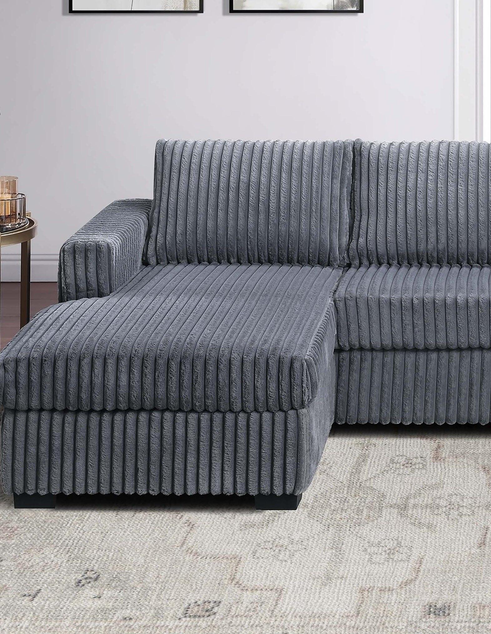 Dark Gray U-Shaped Sectional Set for Comfortable Living Space.