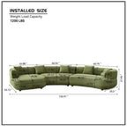 155.91 Inch Curved Modular Sofa with Pillows.