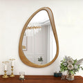 Teardrop Wooden Wall Mirror for Modern Home Decor.