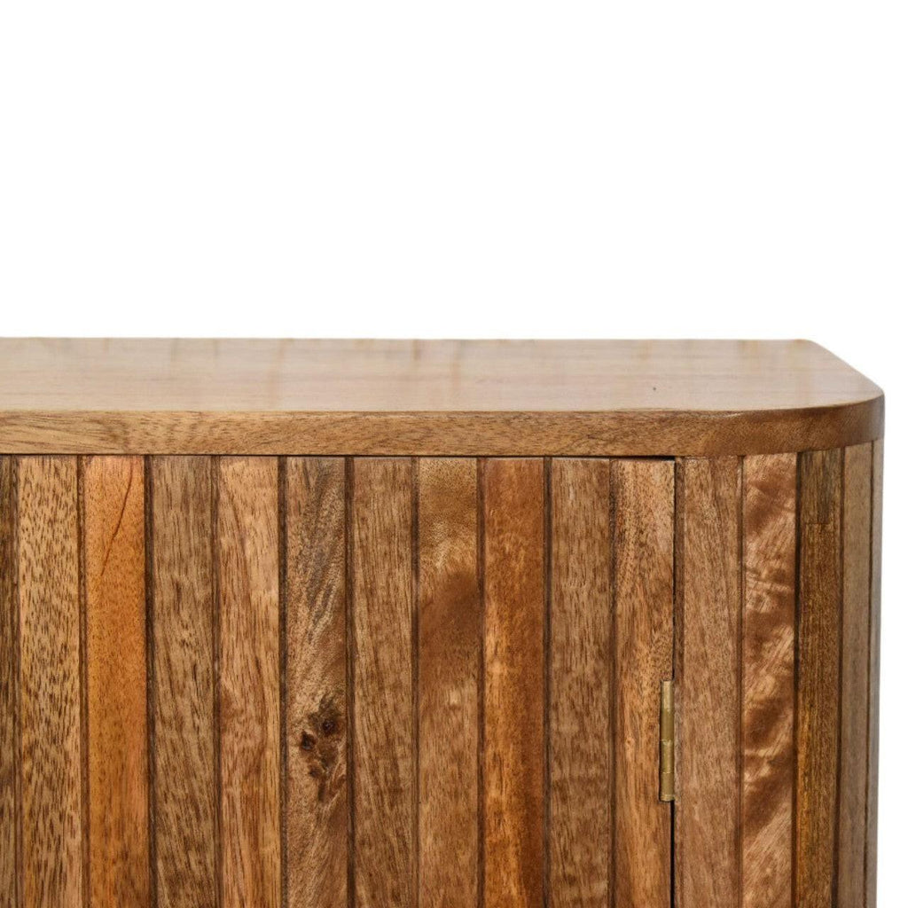 Solid Wood Fluted Curve Cabinet for Modern Interiors.