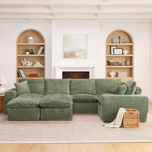 107'' Modern L-shaped Sectional Sofa with Ottomans.
