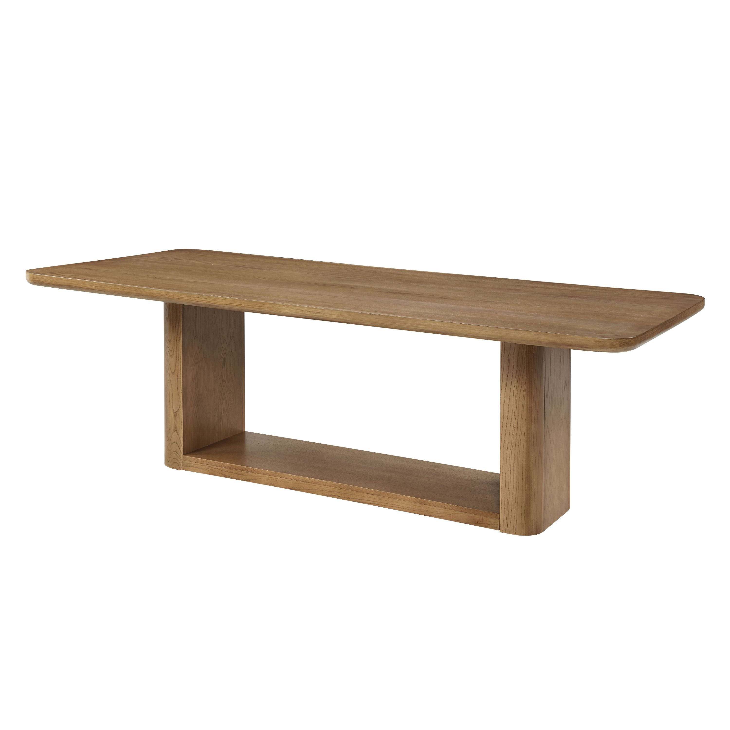 Zoey Oak Dining Table - contemporary rectangular oak dining table with a wide base and smooth finish, ideal for modern dining rooms.
