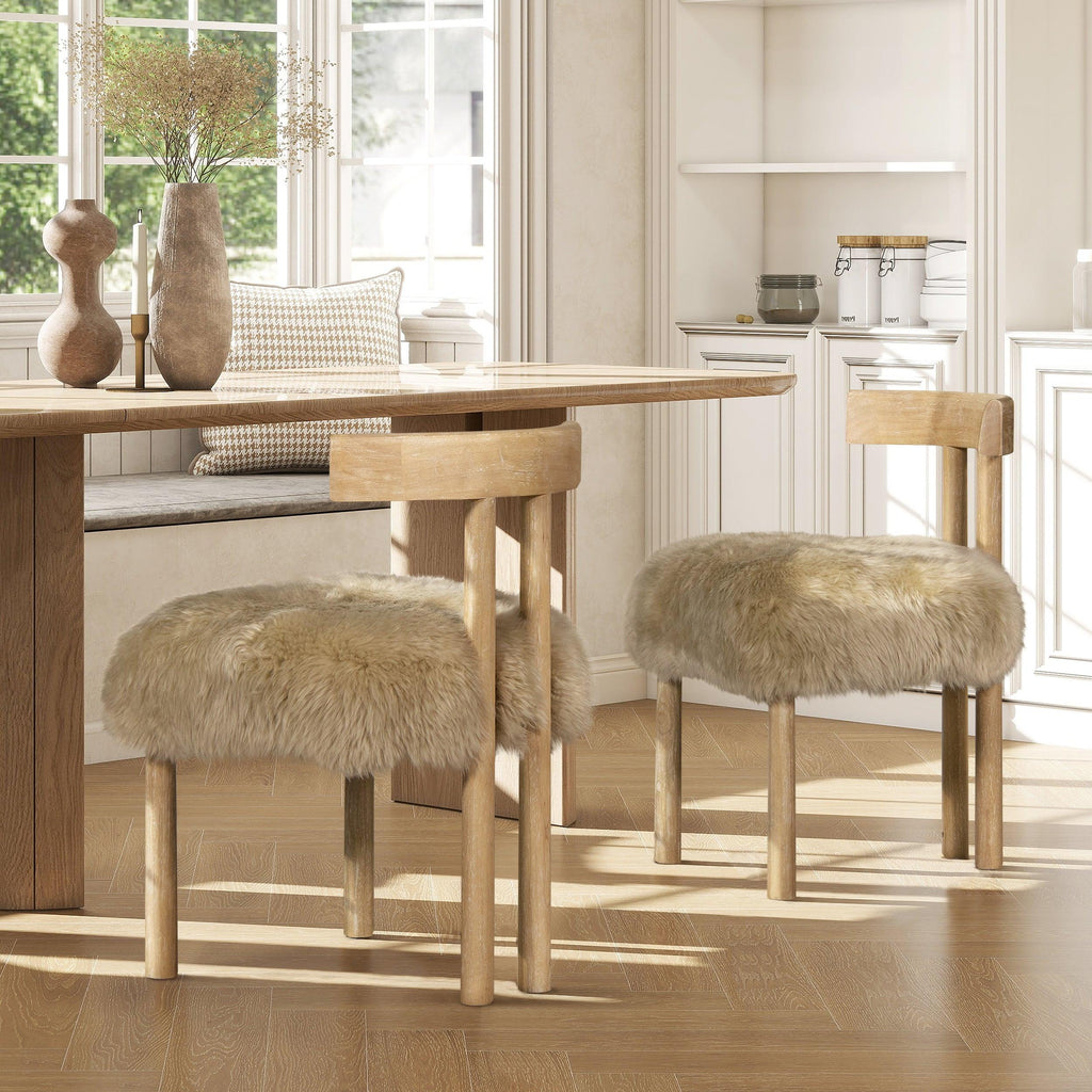 Genuine Sheepskin Dining Chair with Split Back Design.