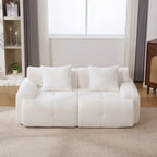 73' Modern Modular Sectional Sofa Loveseat, 2 Seater Tufted Comfy Cloud Tufted Floor Convertible Couch with 2 Pillows, Boneless Conversion Sofa for Living Room,Office, Apartment,Guestroom, Ivory