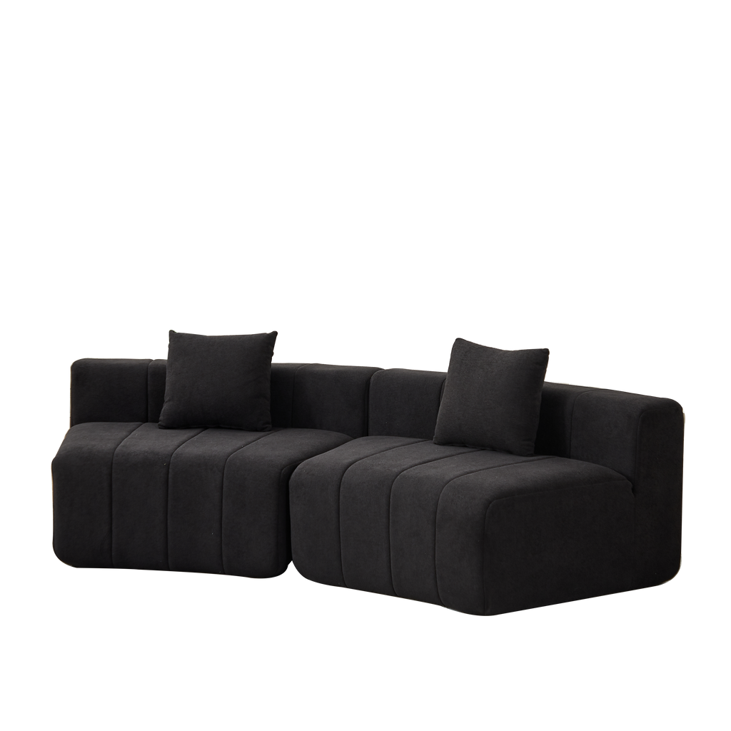 Chenille Curved Sectional Sofa with Pillows for Comfort.