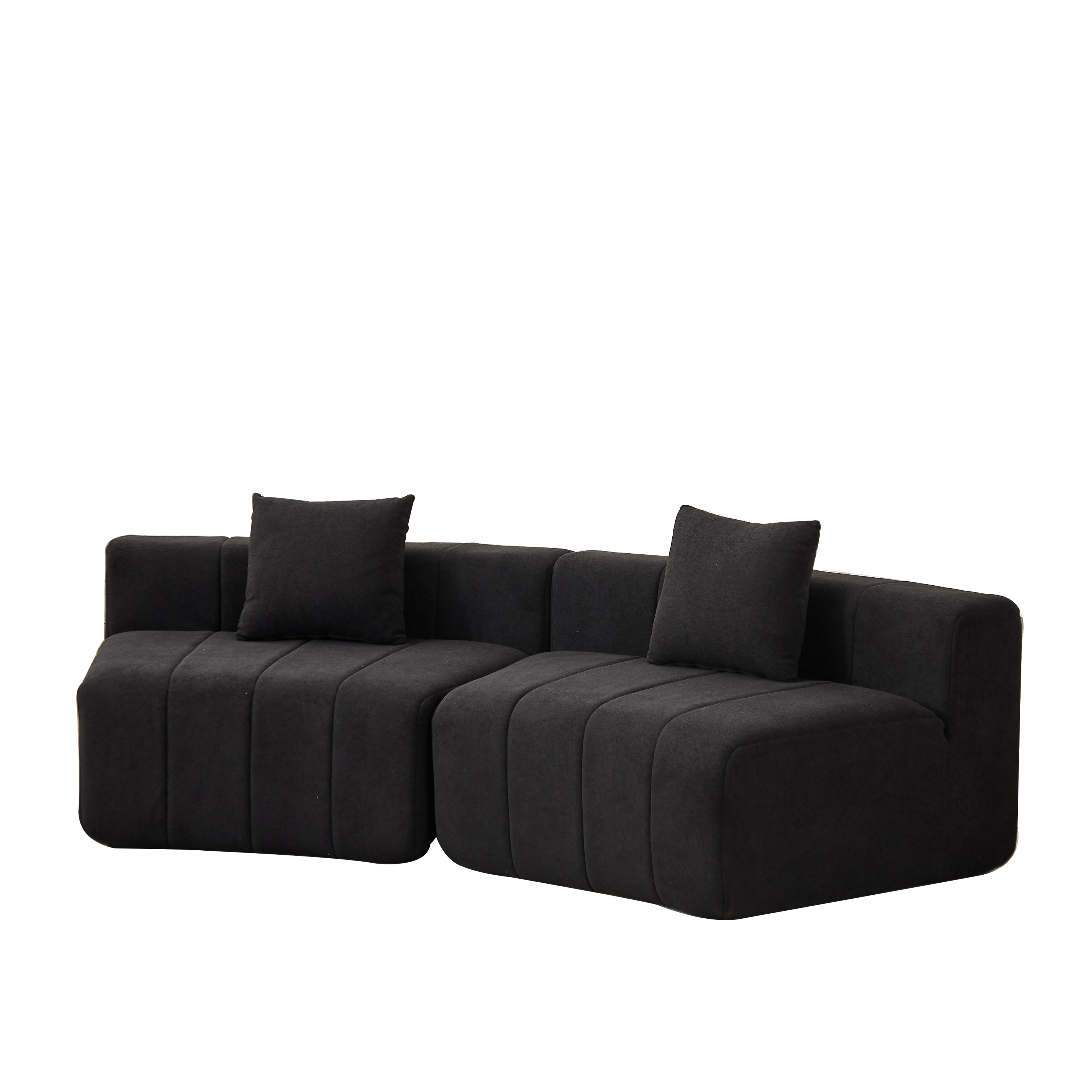 Chenille Curved Sectional Sofa with Pillows for Comfort.