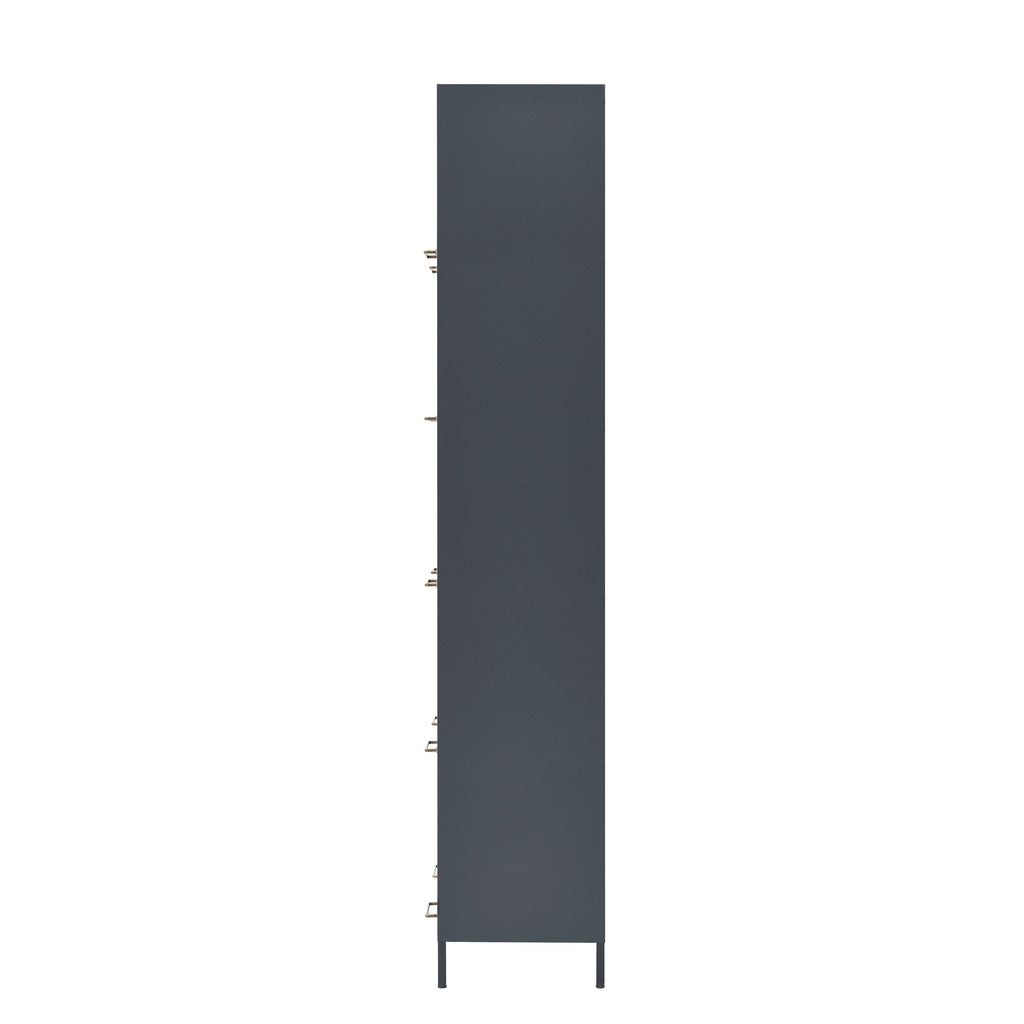 Iron Display Cabinet with Glass Doors - 5-Tier Bookcase.