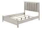 King Size White Bed Frame shown without mattress, highlighting sturdy wooden slats and modern frame construction.