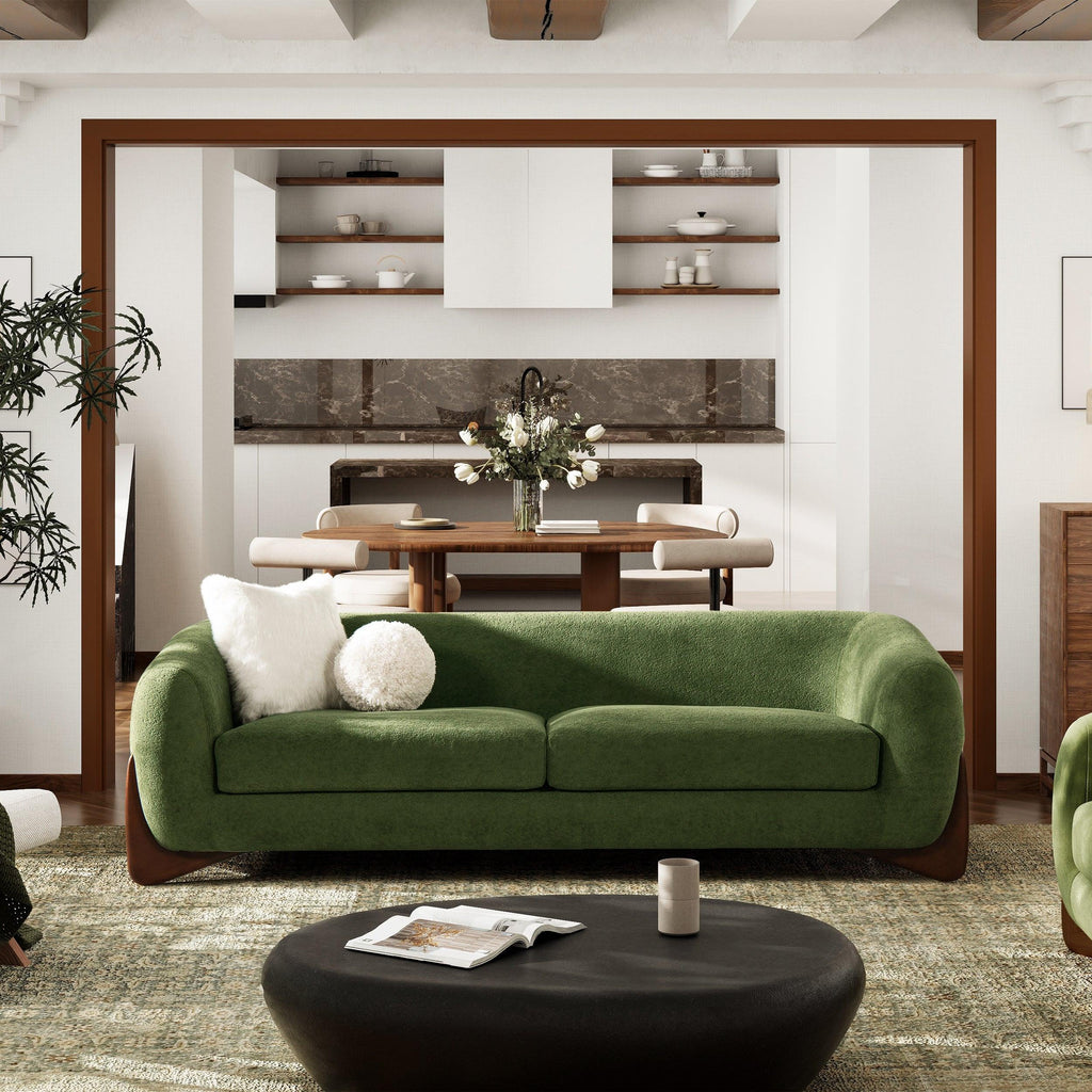 Alpine Moss Green Sherpa Sofa for Cozy Seating.