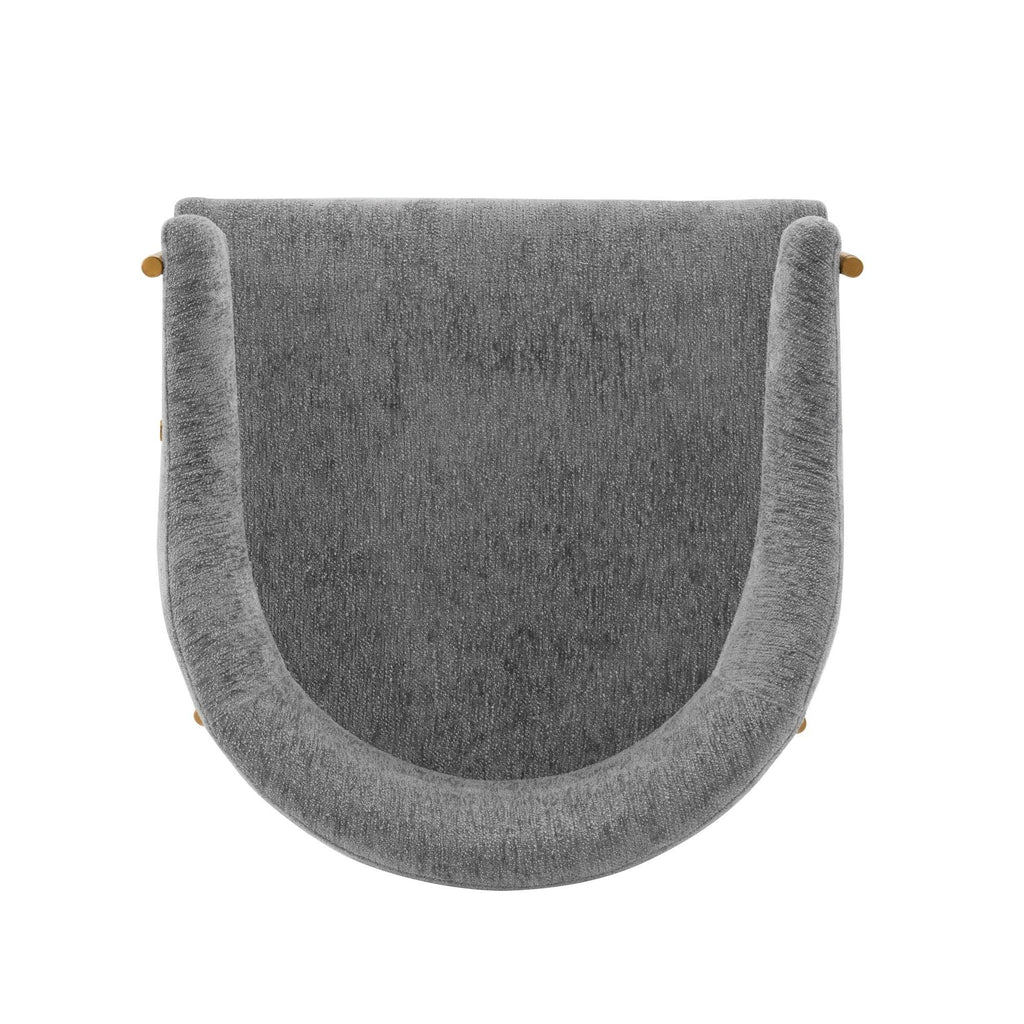 Lia Metal Chenille Armchair in Gray.