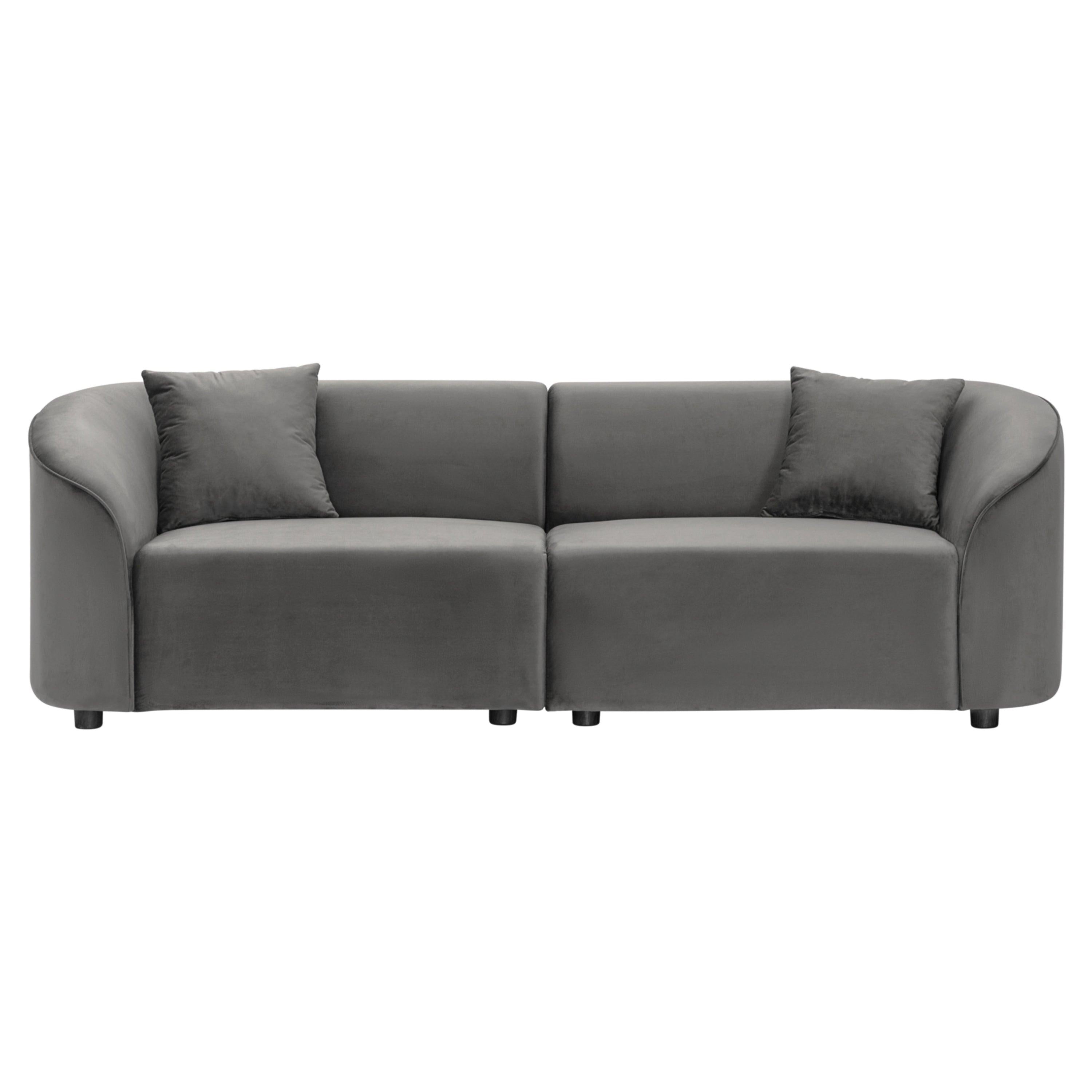 87' Curved Contemporary Sofa Gray for Stylish Living Spaces.