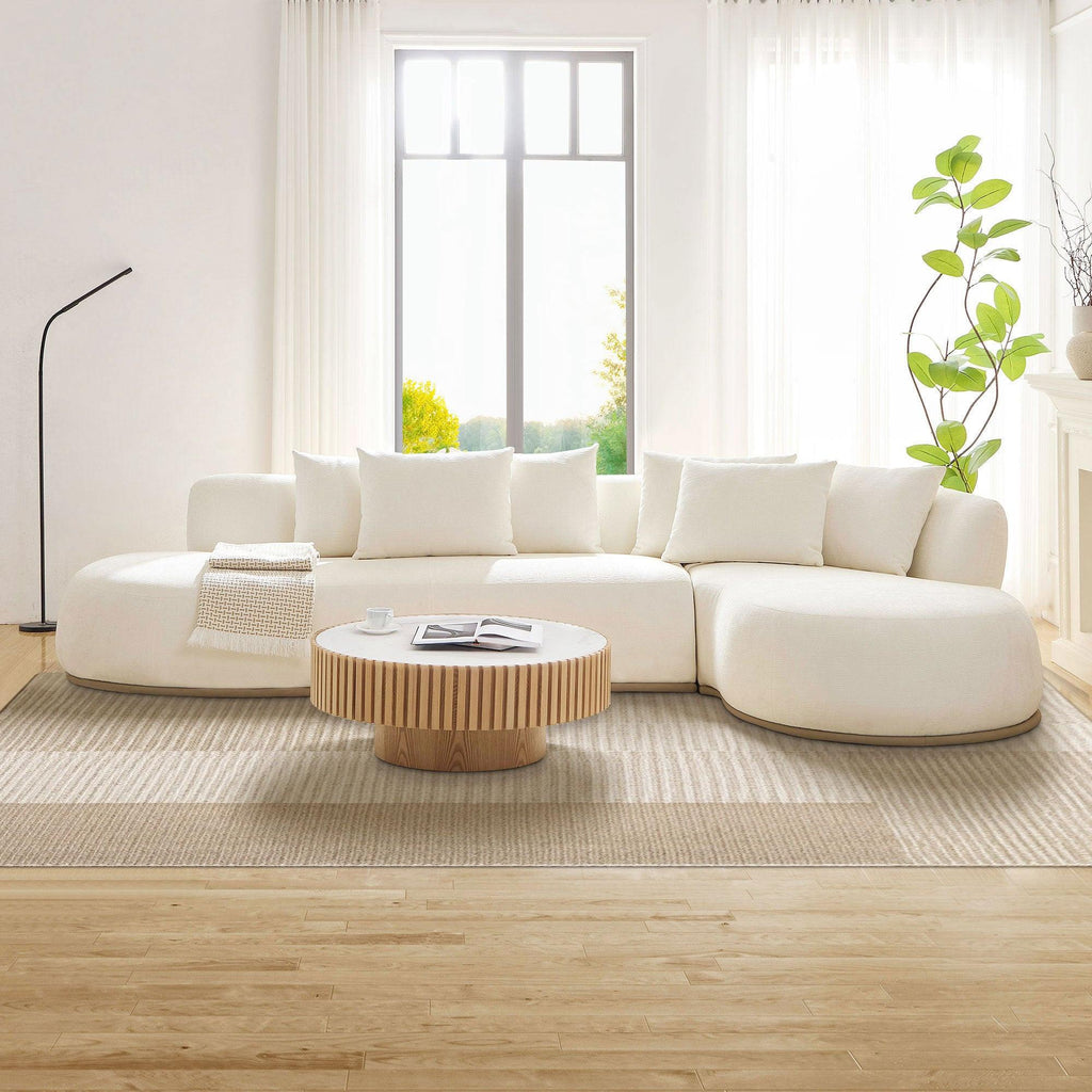Oversized L-Shape Sectional Sofa with Right Chaise in Beige.