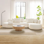 Oversized L-Shape Sectional Sofa with Right Chaise in Beige.