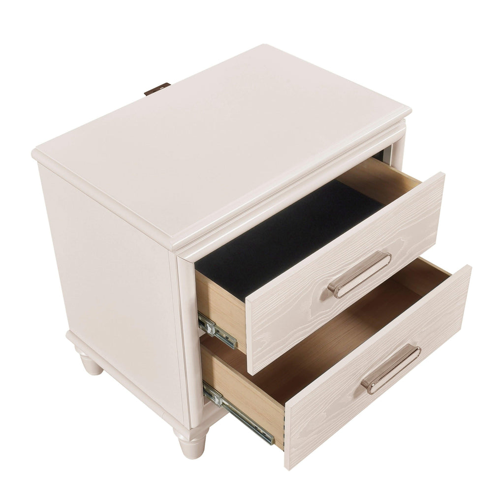 Modern Two-Drawer Nightstand with USB Ports for Bedroom.