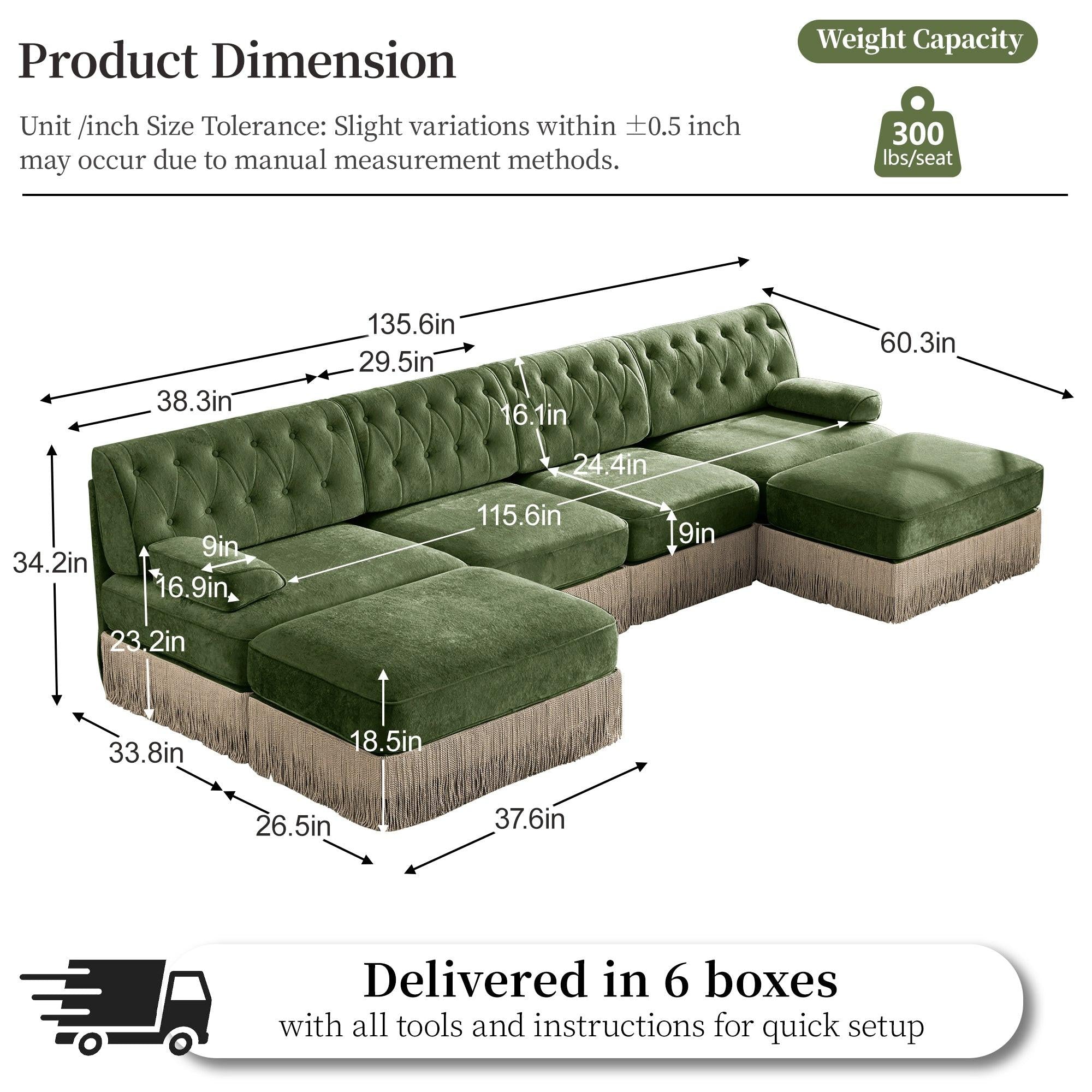 4-Seater Cloud Modular Sectional Sofa with Ottomans.