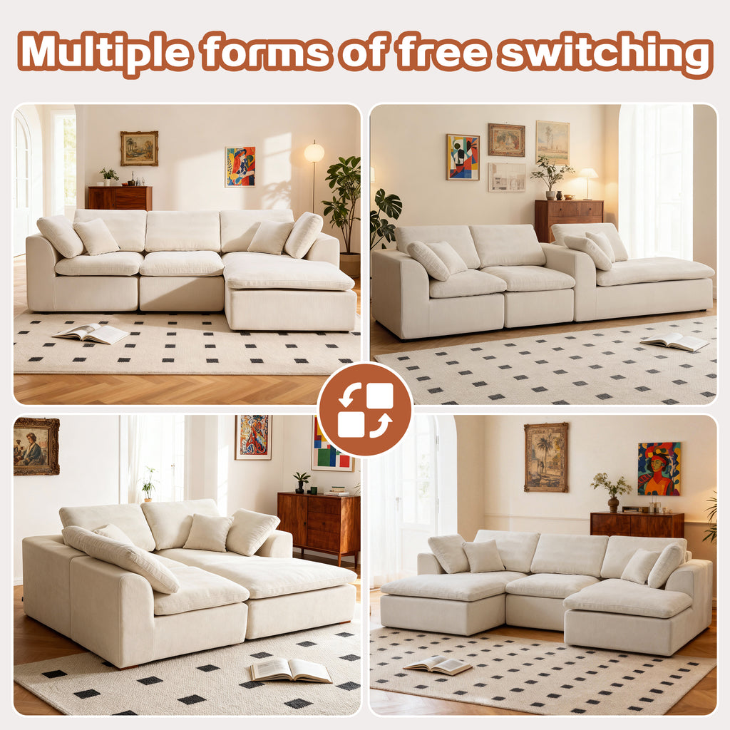 L-Shaped Sectional Sofa - Modern Style with multiple modular configurations, perfect for versatile living room arrangements.