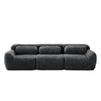 Modular Sectional Sofa - Comfortable & Versatile Design in dark plush fabric with three seats and matching pillows, perfect for modern interiors.