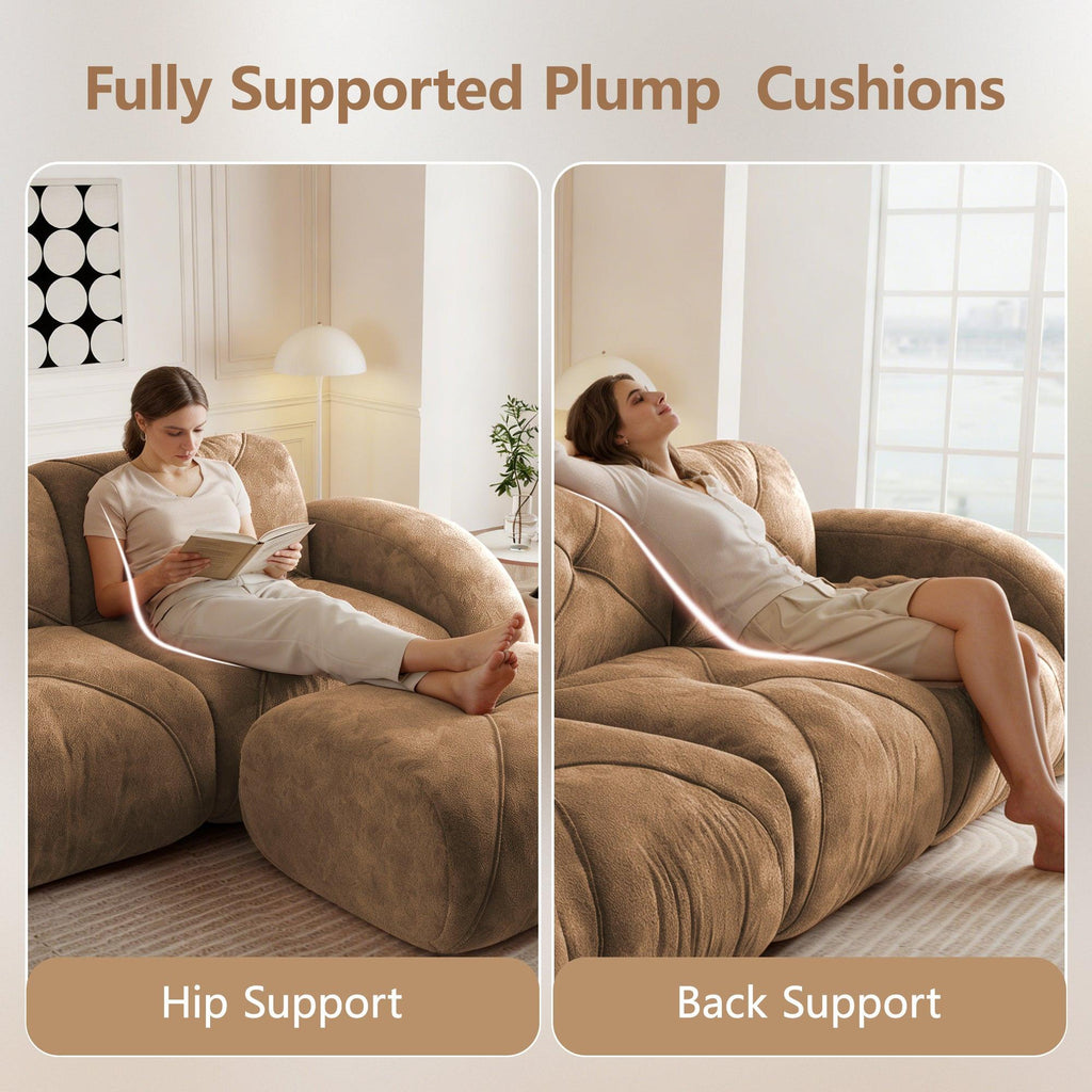 Modern Velvet Sofa Set - 2 Piece Deep Seat Couch.