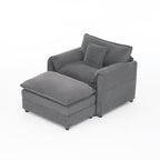 Chenille Recliner Chair with Movable Ottoman for Comfort.