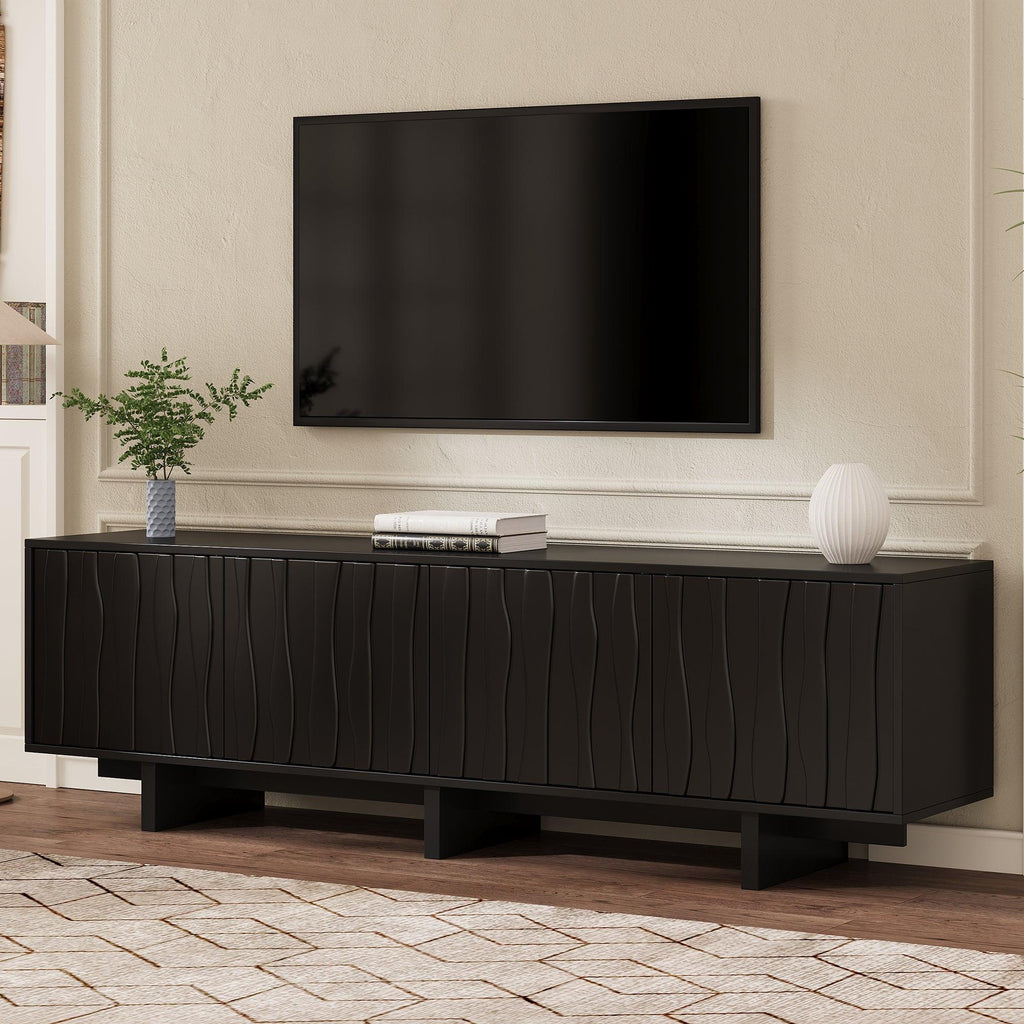 Retro Style Rustic Wood Grain TV Stand for 75' TVs.