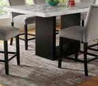 7pc Marble Top Dining Table Set with 6 High Chairs.