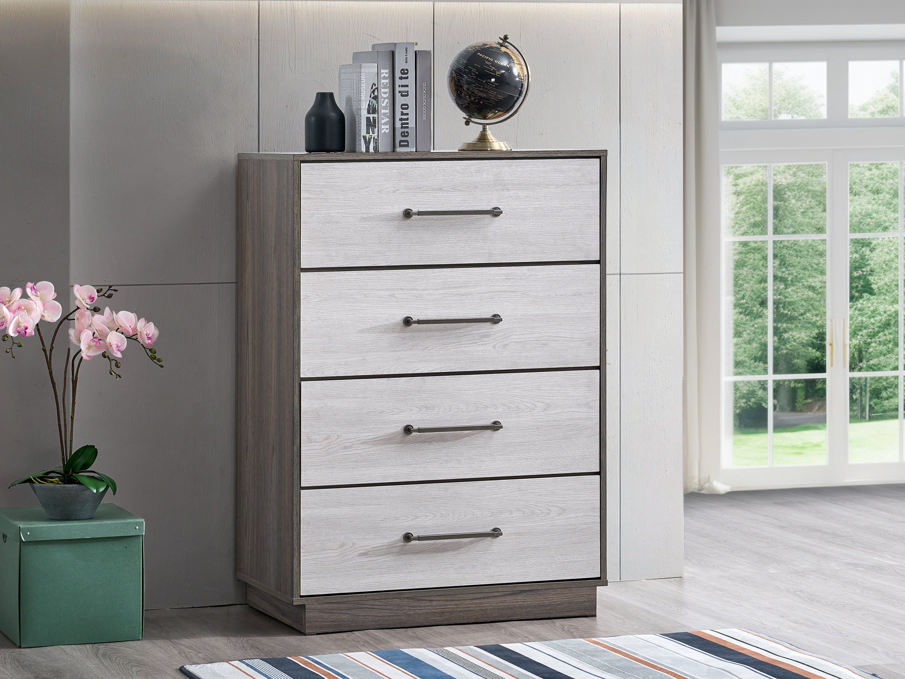Aberdeen 5-Drawer Large Scale Chest in Gray Wood Grain Finish