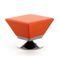 Diamond Vegan Leather Accent Ottoman in Orange
