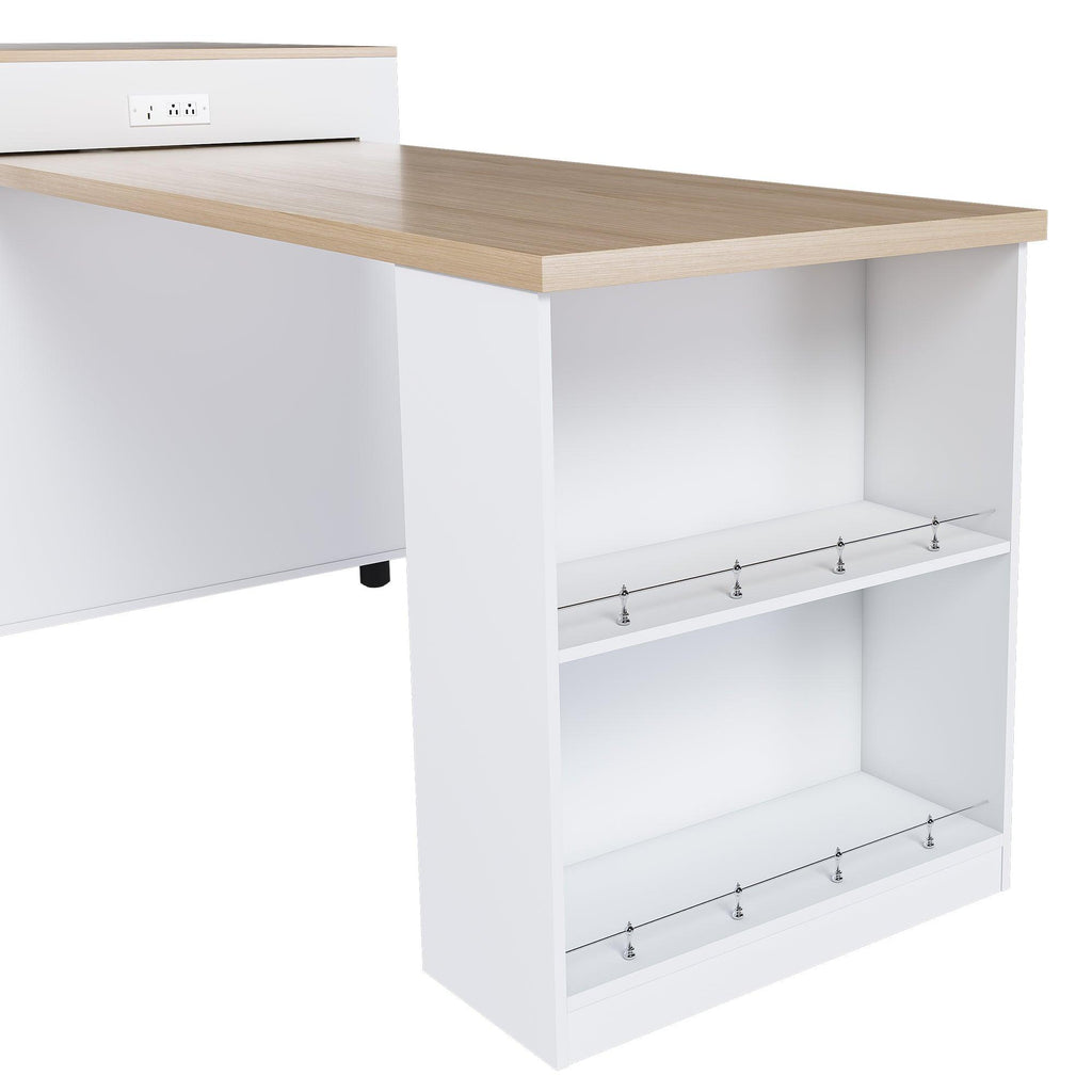 Expandable Kitchen Island with Dining Table & Power Outlet.