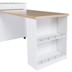 Expandable Kitchen Island with Dining Table & Power Outlet.