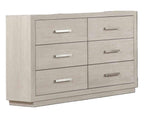 Light Gray Dresser with Mirror - Six Drawers Storage.