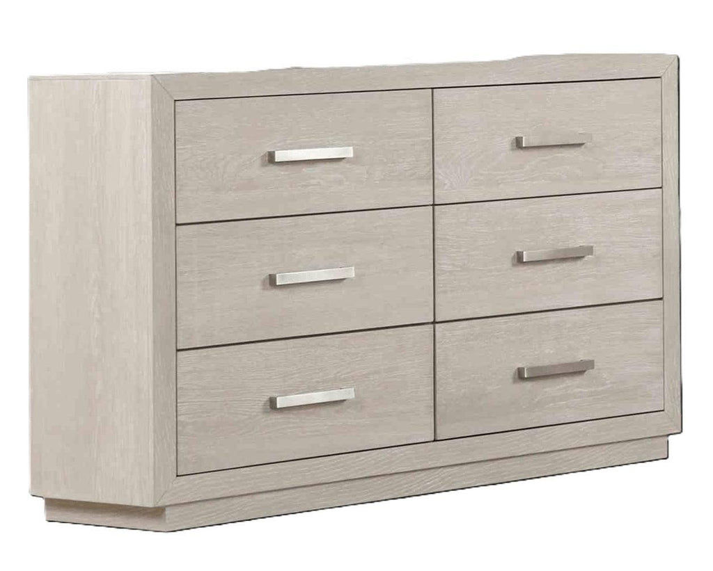 Light Gray Six Drawers Dresser for Bedroom Storage.