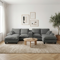 Cloud Modular U-Shape Chenille Sectional Sofa with Storage and USB