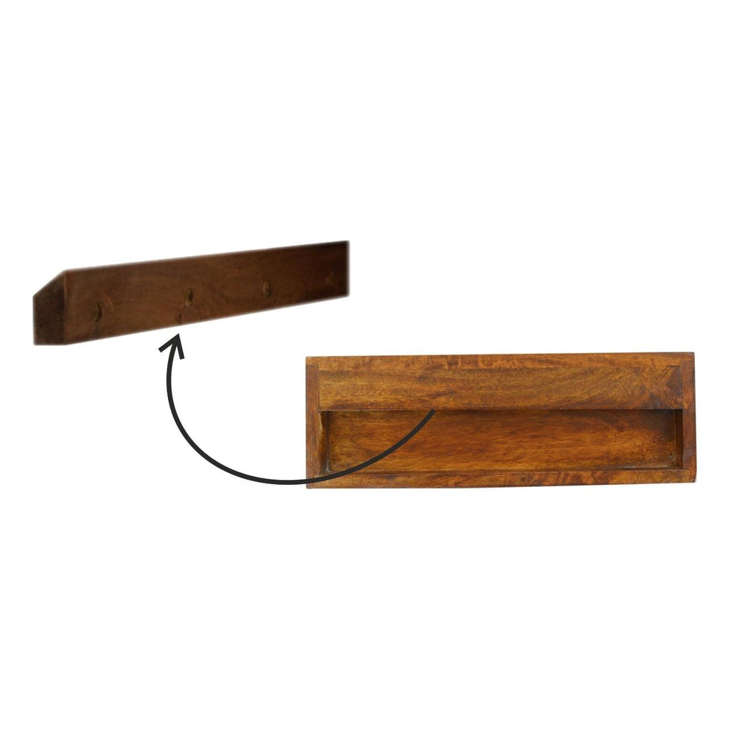 Solid wood Floating Chestnut Brass Bedside.