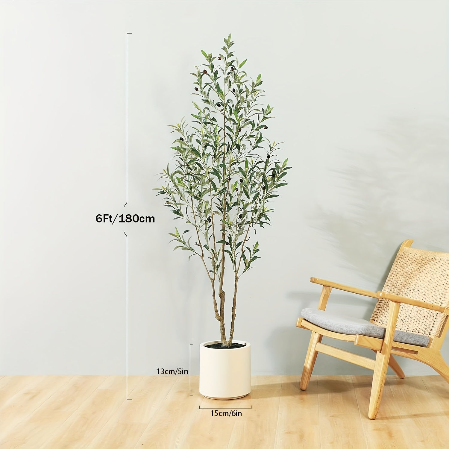6 ft tall indoor fake olive tree, artificial olive tree, large olive plant with white pot, suitable for home decoration and housewarming gift