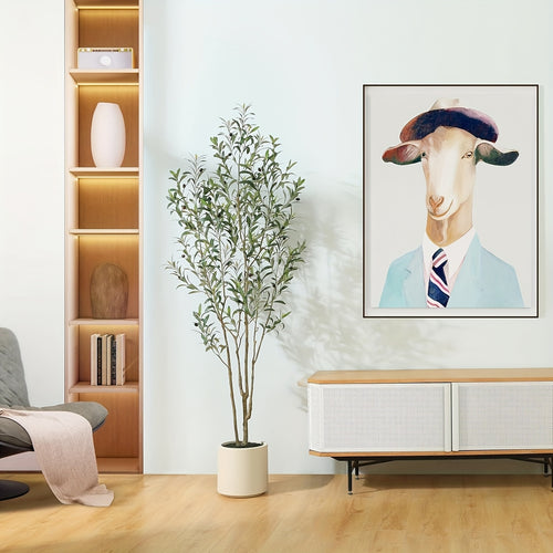 6 ft tall indoor fake olive tree, artificial olive tree, large olive plant with white pot, suitable for home decoration and housewarming gift